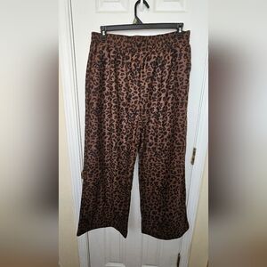 HALARA Leopard Print Wide Leg Pants - Brown and Black